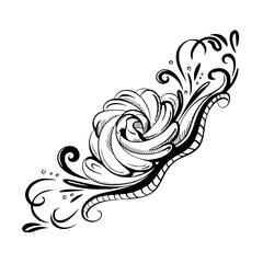 Elegant Floral Ornament, Hand-Drawn Style in Black and White