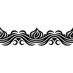 Fototapeta premium Elegant Black Border Design: Tribal, Wave-like, Minimalist on White