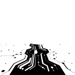 Futuristic Tech Highway: Circuit Board Design with Gradient Background