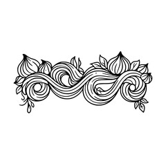 Elegant Black & White Floral Swirl Border