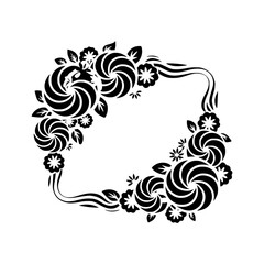 Elegant Black Floral Frame on Light Background