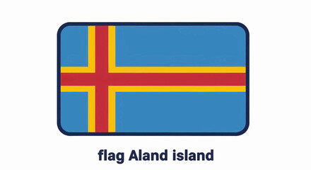 Fototapeta premium A computer-generated image in a bold, cartoonish style, with thick black lines and white interior lighting, showing the flag of the island of Åland. Vector Illustration