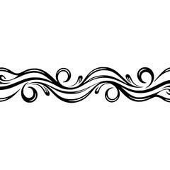 Elegant Black Floral Border with Shadow on White Background