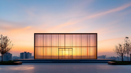 Modern Architectural Structure On Rooftop At Sunset