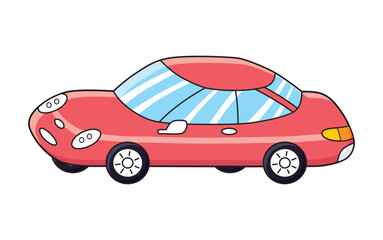 Red sports car isolated vector illustration
