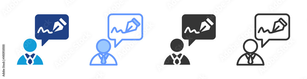 Poster Signatory icon set multiple style collection