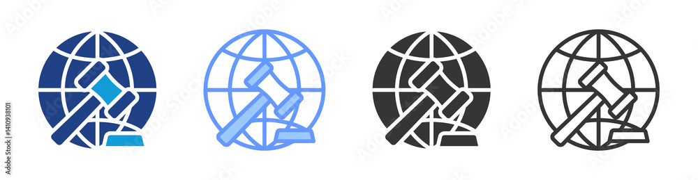 Poster jurisdiction icon set multiple style collection