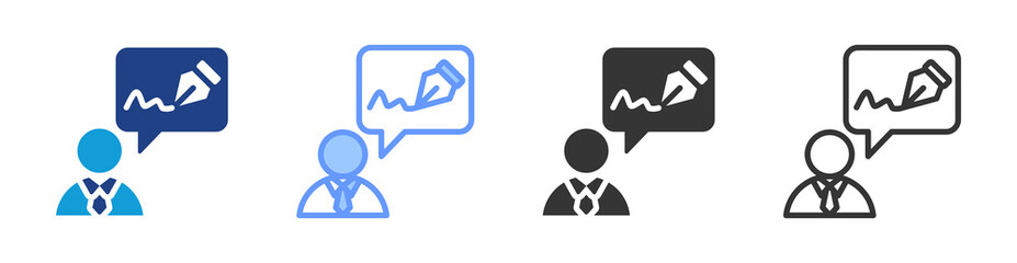 Signatory icon set multiple style collection