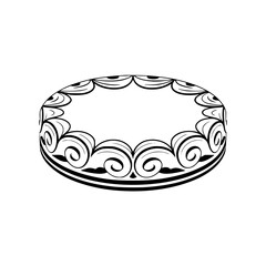 Elegant Swirl Frame: Black & White Decorative Oval Border, Modern Vector