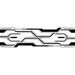 Tech Graphic Border: Futuristic Circuitry Design, Black & White