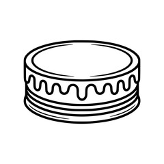 Outline Cake Illustration: Minimalist Black & White Design