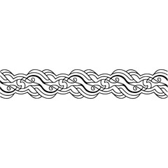 Abstract Waves Border Ornament, Black and White Vector