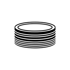 Stack of Simple Black & White Plates, Minimalist Design