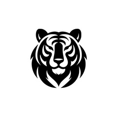 Bold Tiger Head Logo: Black & White Emblem, Powerful Design
