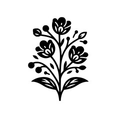 Black & White Floral Silhouette: Minimalist Bloom Design