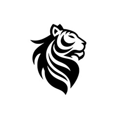 Bold Tiger Head Logo: Minimalist Black & White Design