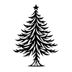 Obraz premium Stylized Black and White Christmas Tree Silhouette on White Background