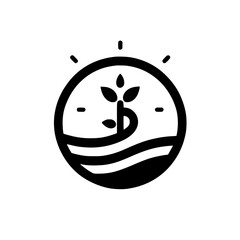 Modern Eco-Friendly Logo Design: Plant & Water in Circle