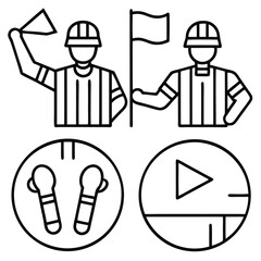 American football elements vector silhouette Line art illustration