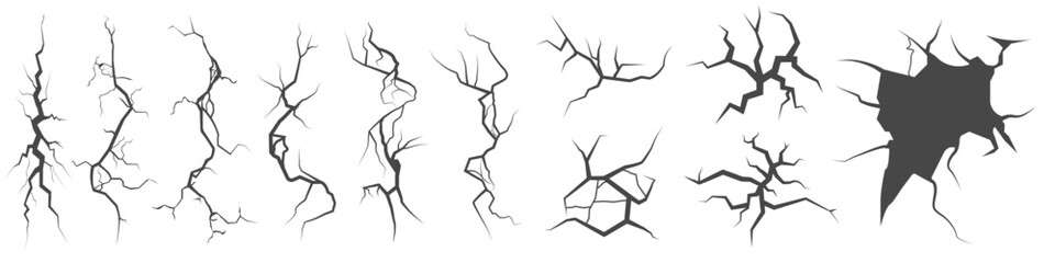 Crack texture vector illustration with distressed surface lines and abstract grunge pattern, broken effect for backgrounds, overlays, wall textures, aged surfaces, decay concept and graphic design use