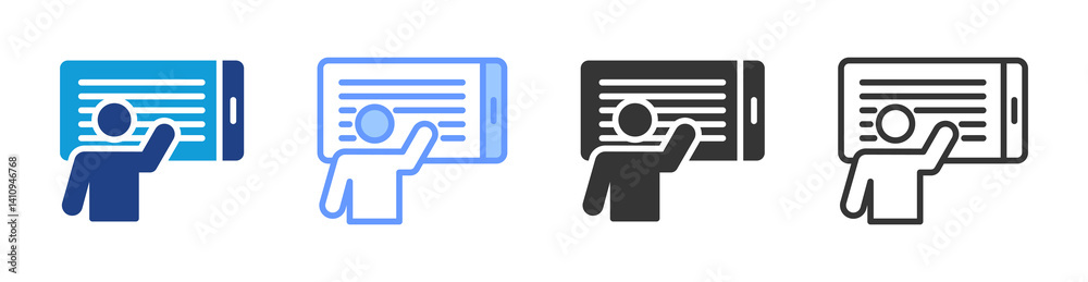 Aufkleber Virtual Learning icon set multiple style collection