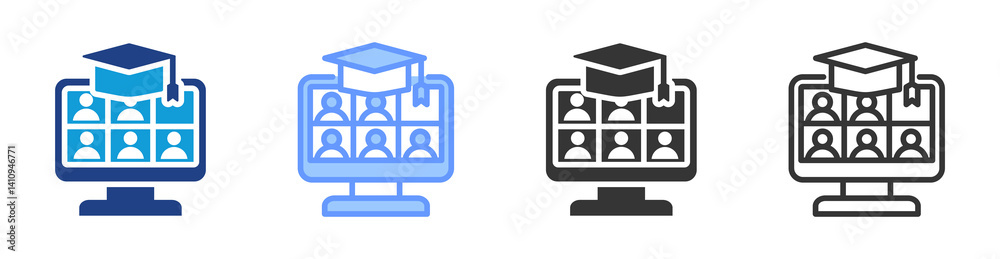 Aufkleber Online Classes icon set multiple style collection