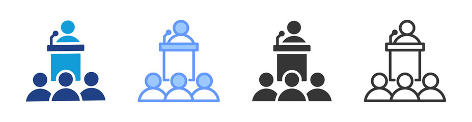 Webinar And Seminars icon set multiple style collection