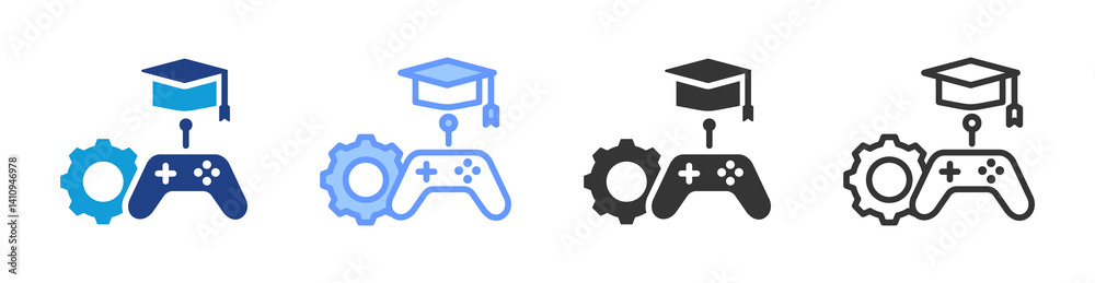 Poster Gamification icon set multiple style collection