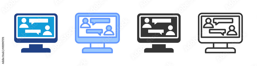 Poster online chat icon set multiple style collection