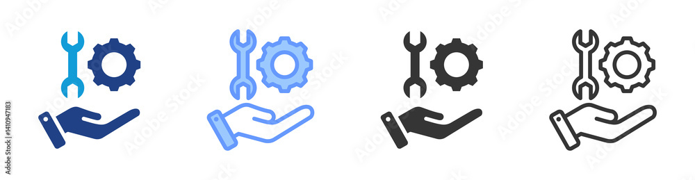 Poster Technical Support icon set multiple style collection