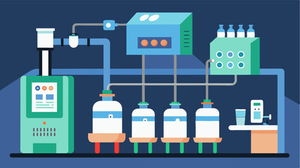 Milk Quality Control Automated systems that analyze the quality of milk at different stages of production ensuring that it meets all safety and regulatory standards.. Vector illustration