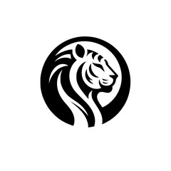 Bold Tiger Logo in Circle - Modern, Minimalist, Black and White Design