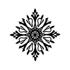 Elegant Black & White Snowflake Ornament, Vector Illustration