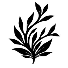 Black & White Minimalist Foliage: Elegant Nature Icon