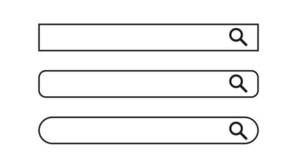 検索ボックス、検索窓のイラストセット（虫眼鏡、白）