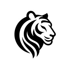 Minimalist Black and White Tiger Head Logo