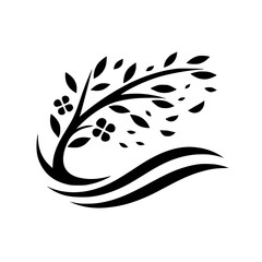 Minimalist Black and White Tree Logo: Organic Nature Icon for Branding