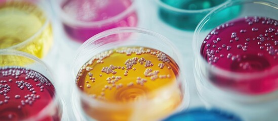 Colorful Petri Dishes with Diverse Cultures