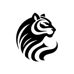 Minimalist Tiger Head Logo - Bold Black and White Design