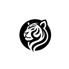 Bold Tiger Logo: Black and White Minimalist Emblem, Mascot Design