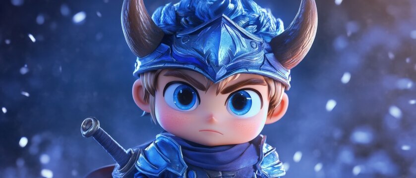 Brave cartoon warrior with sword