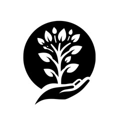 Hand Holding Tree: Eco-Friendly, Clean Design Icon