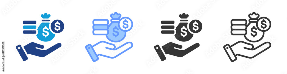 Poster capital icon set multiple style collection