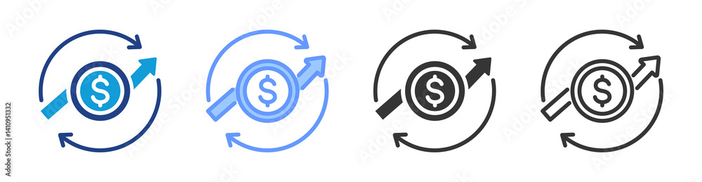 Poster cash flow icon set multiple style collection