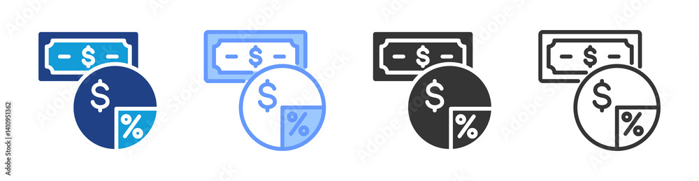 Aufkleber Dividend icon set multiple style collection