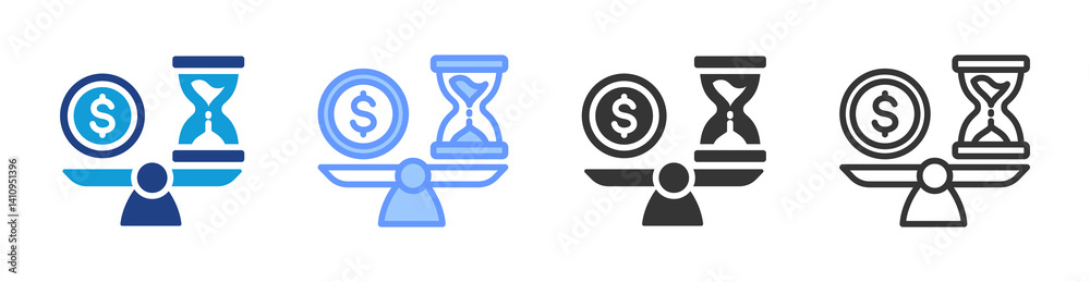 Poster Break Even icon set multiple style collection