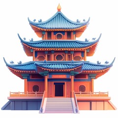 Fototapeta premium Explore Ancient Chinese Pagoda: Traditional Asian Architecture and Scenic Landmark