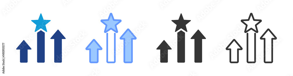 Aufkleber competitive advantage icon set multiple style collection