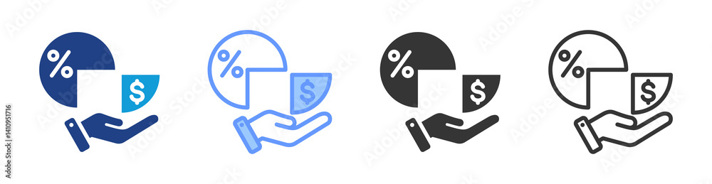 Poster Profit Margin icon set multiple style collection