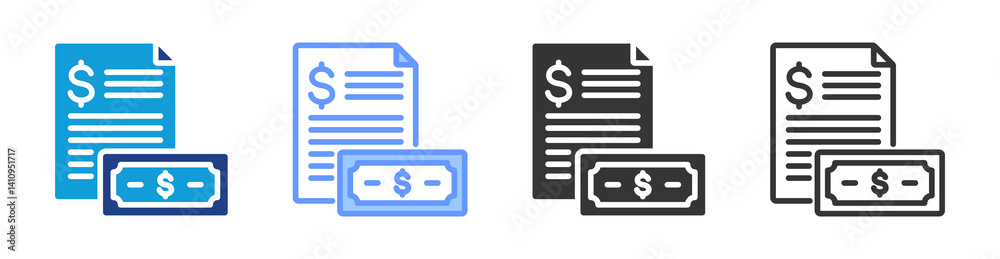 Poster financial statement icon set multiple style collection